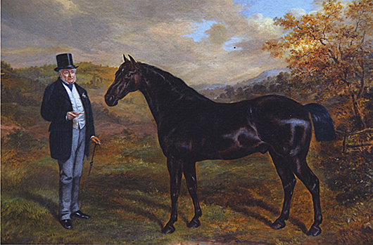 A late nineteenth century oil on canvas, ‘Colonel Arthur Hill with his Favourite Hunter,’ by Benjamin Cam Norton, 1873, sold by Blackbrook Gallery, Leicestershire, for £5,950 at the Antiques For Everyone Fair at the NEC in November. Image courtesy Antiques For Everyone Fair.